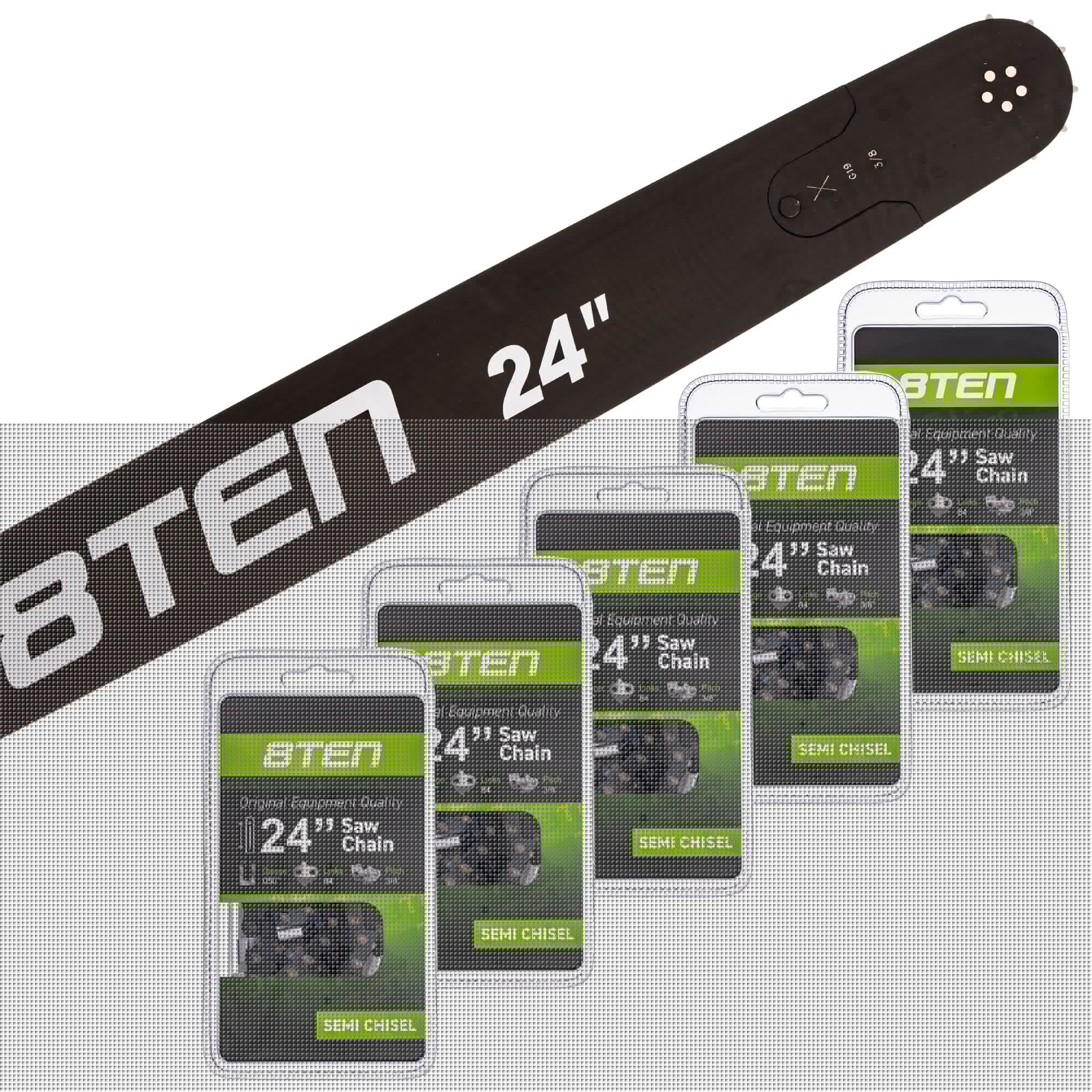 Chainsaw Bar & 5 Chains Kit 24 Inch for zOTHER Stens Silver Streak Oregon Ref. Oregon GB 8TEN MK1002906