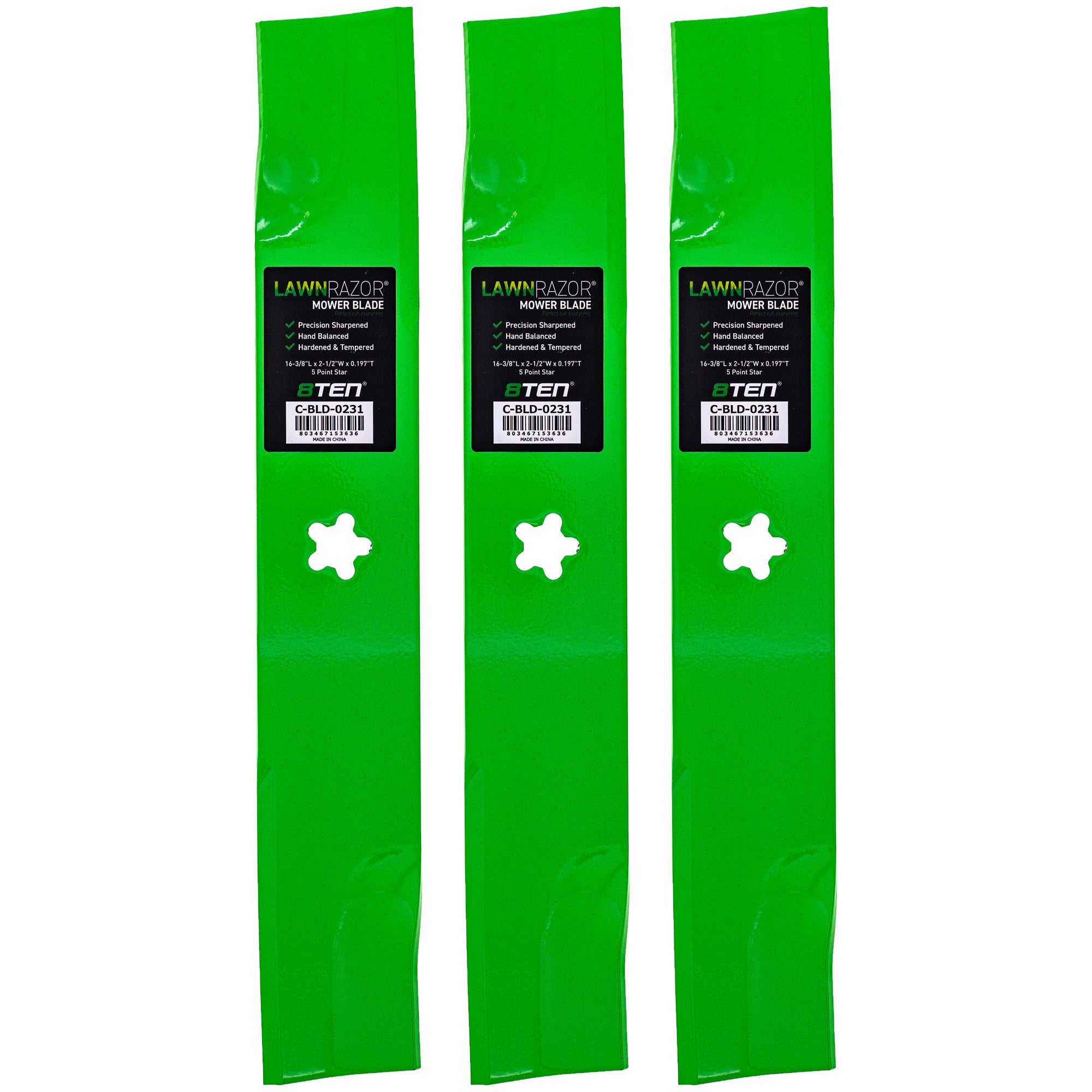 LawnRAZOR High Lift Blade 3-Pack for zOTHER Oregon KEES Z48F Z248F YTH48XLS YTH2648TF 8TEN 810-CBL2453D