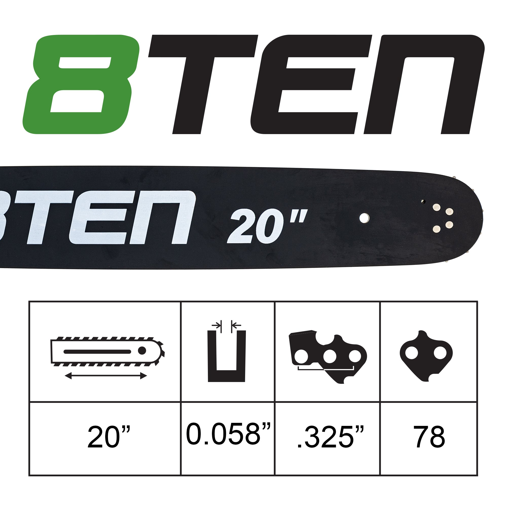 20 Inch Chainsaw Guide Bar For Husqvarna Jonsered McCulloch 608000009 596689878 596009078