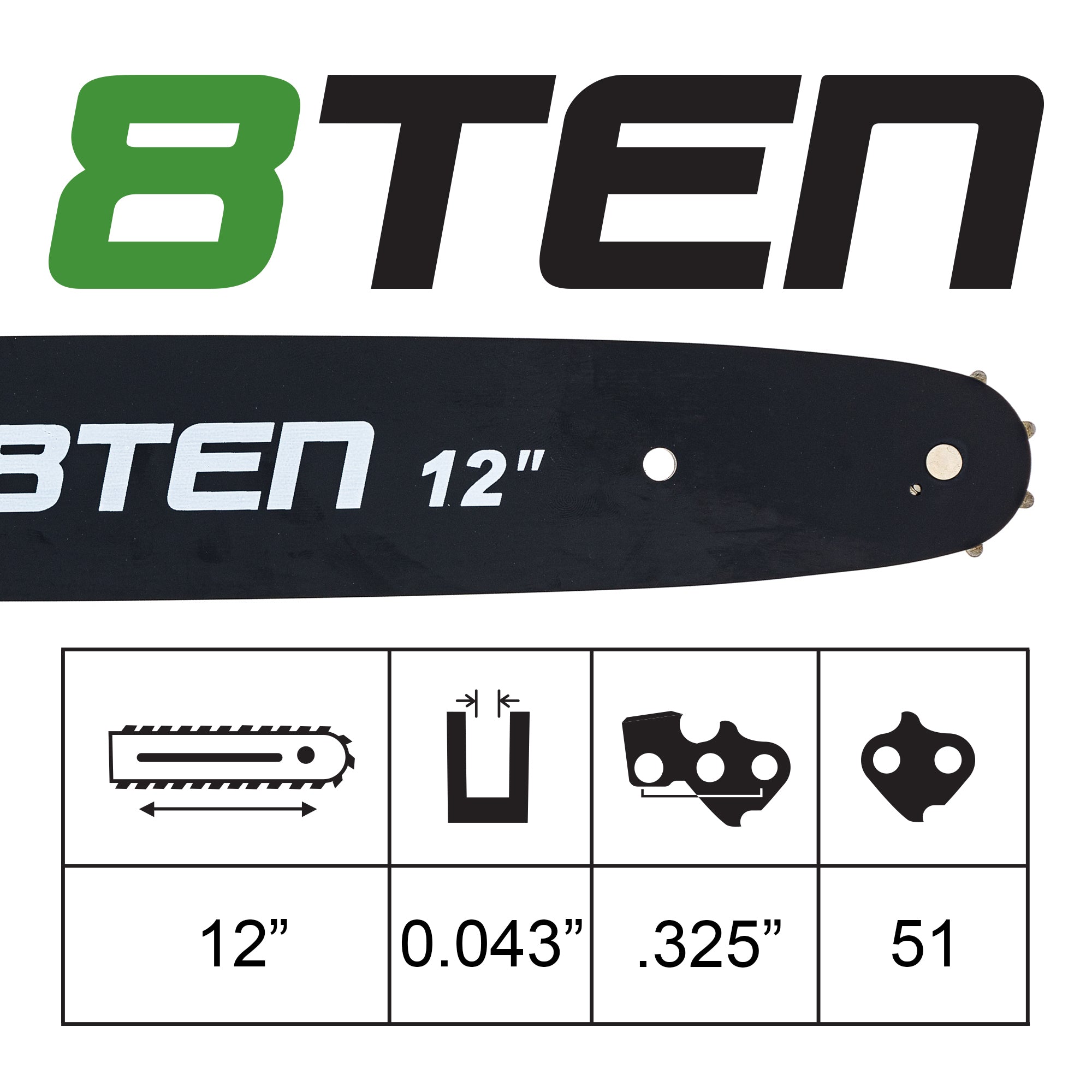 12 Inch Chainsaw Guide Bar For Husqvarna 5939143-51